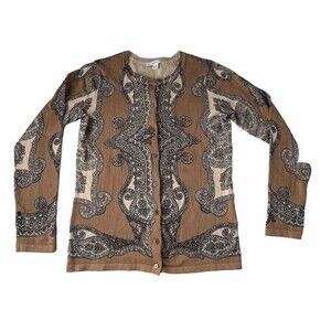 Isaac Mizrahi Live! Brown paisley cardigan  xxs